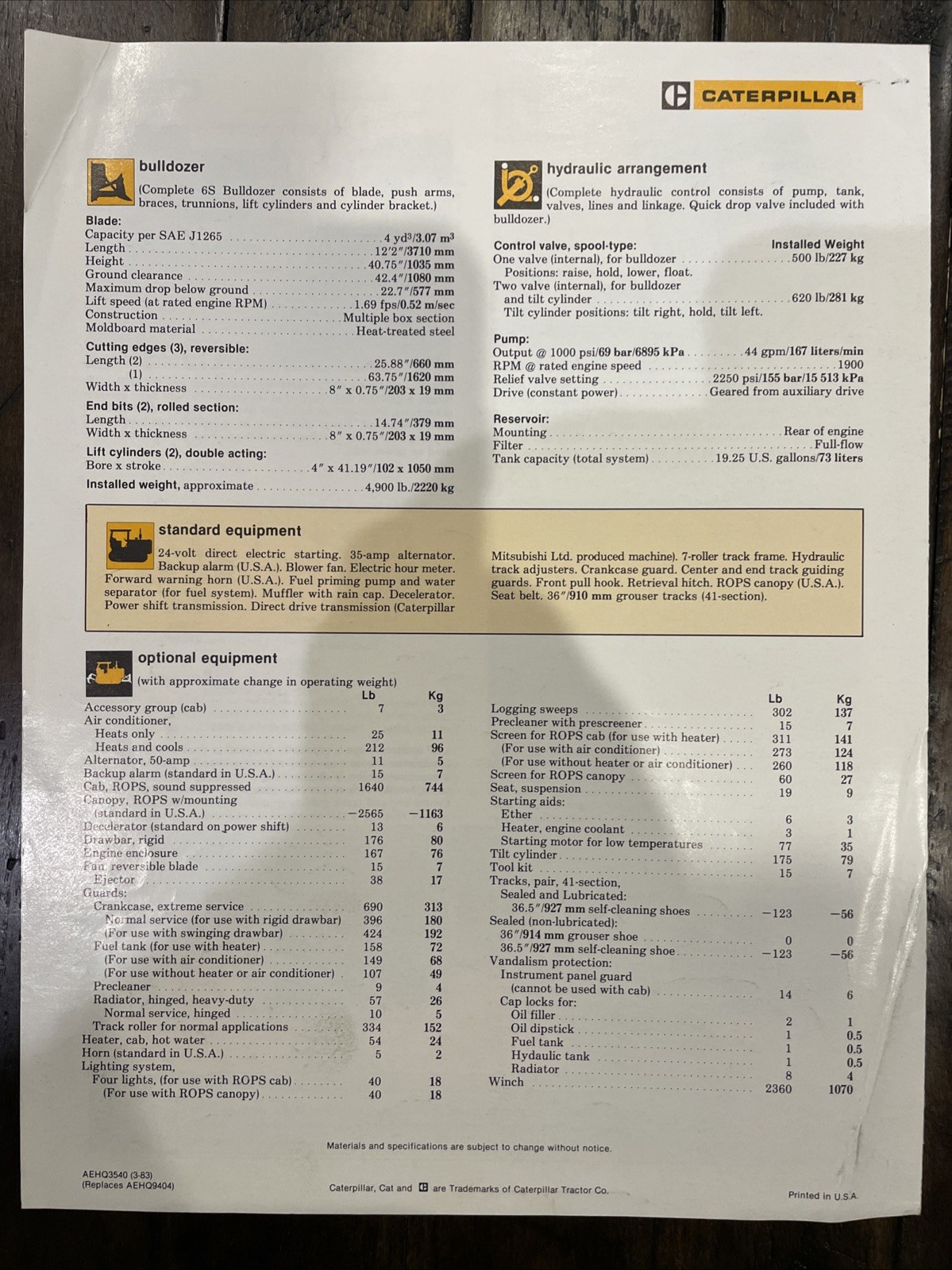 Caterpillar D6D Brochure ‘83