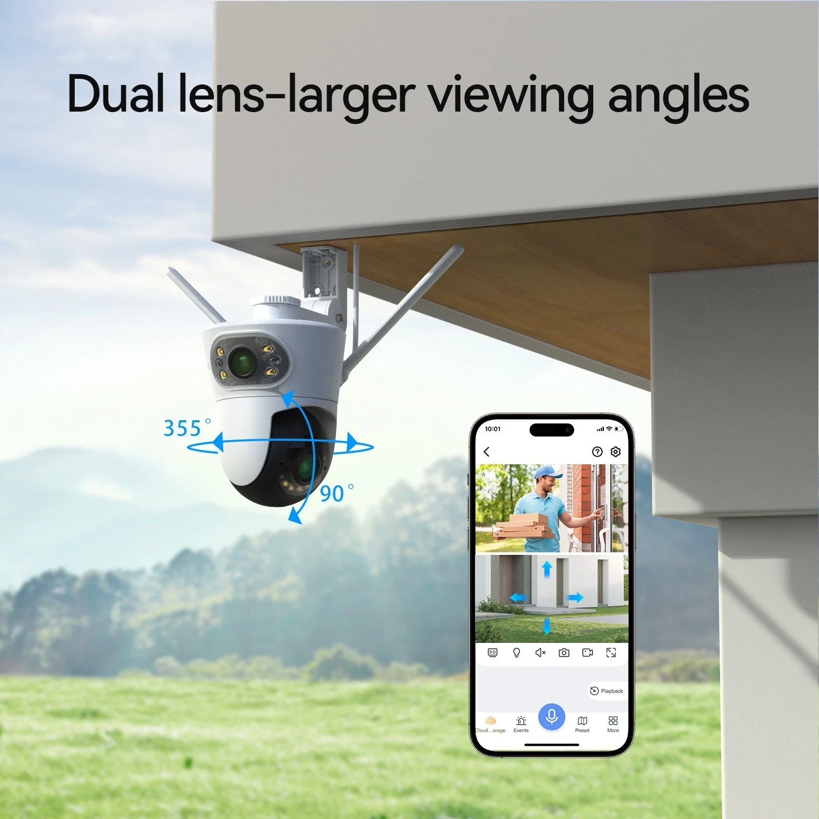 Security Camera Dual Lens Wireless WiFi PTZ for Home Security Auto Tracking