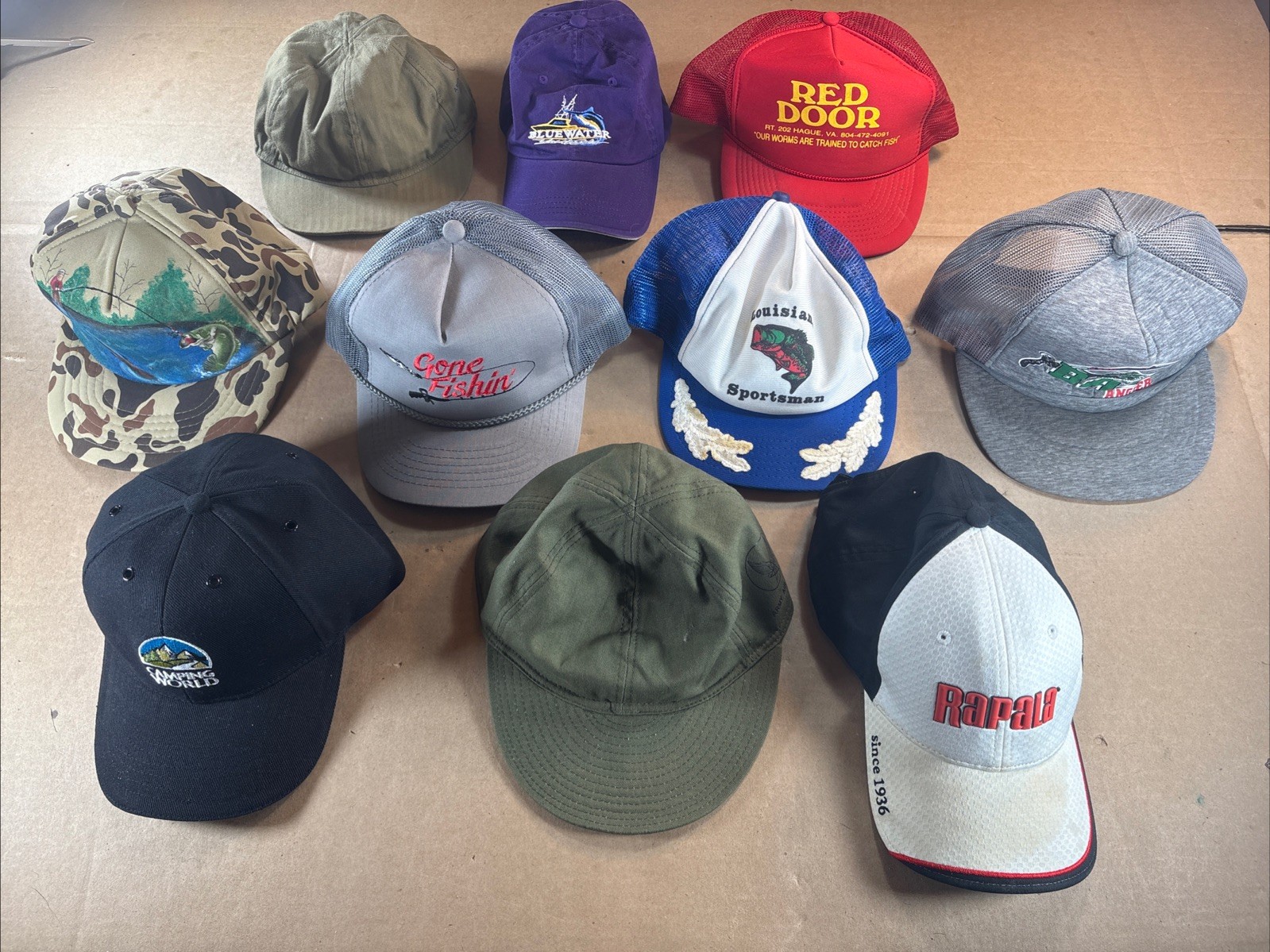 Sport Fishing Cap Lot Adjustable Hat Vintage Outdoors Bass Rapala Camping 22G17