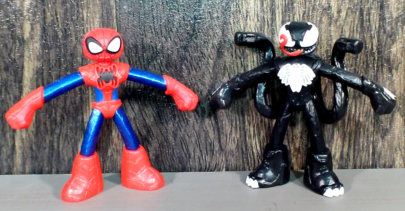 Spiderman and Venom Bendy Action Figures 4" Play-Doh Hasbro Marvel Comics