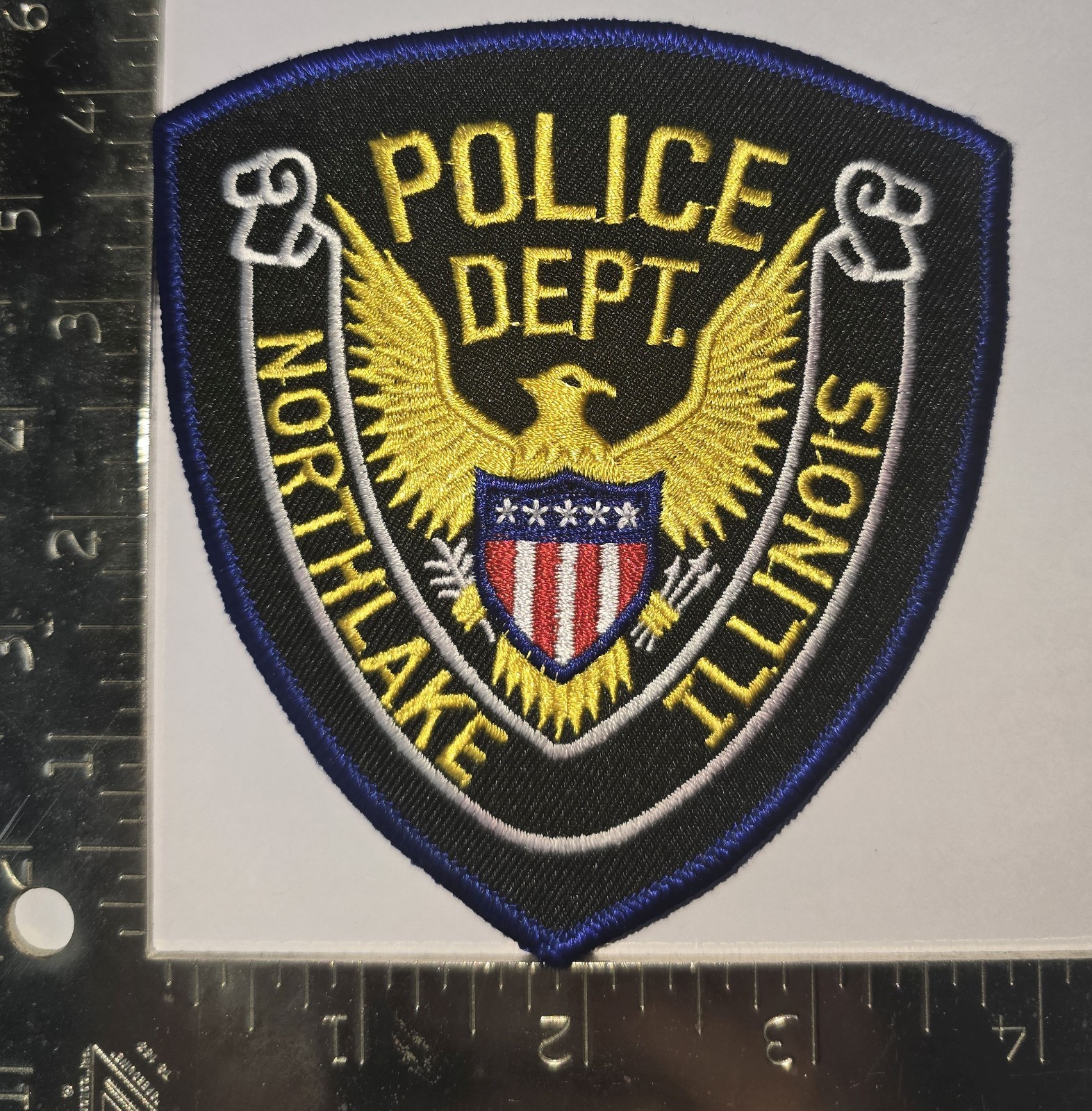 Northlake Illinois Police Dept. Patch – Gold Eagle w/ Stars & Stripes Shield