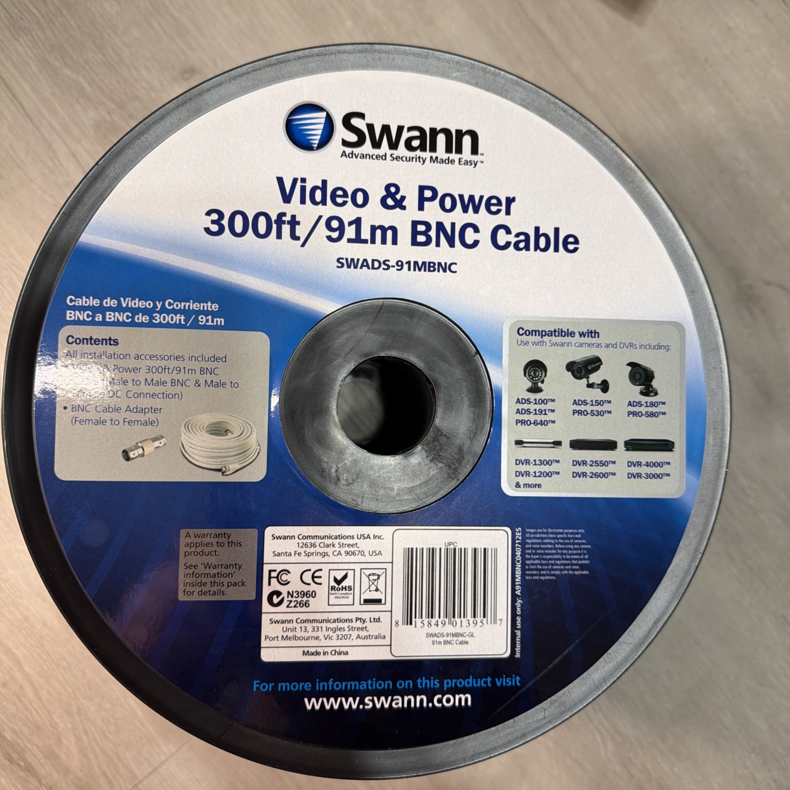 Swann Security System Cable Video & Power 300ft BNC Connection BRAND NEW
