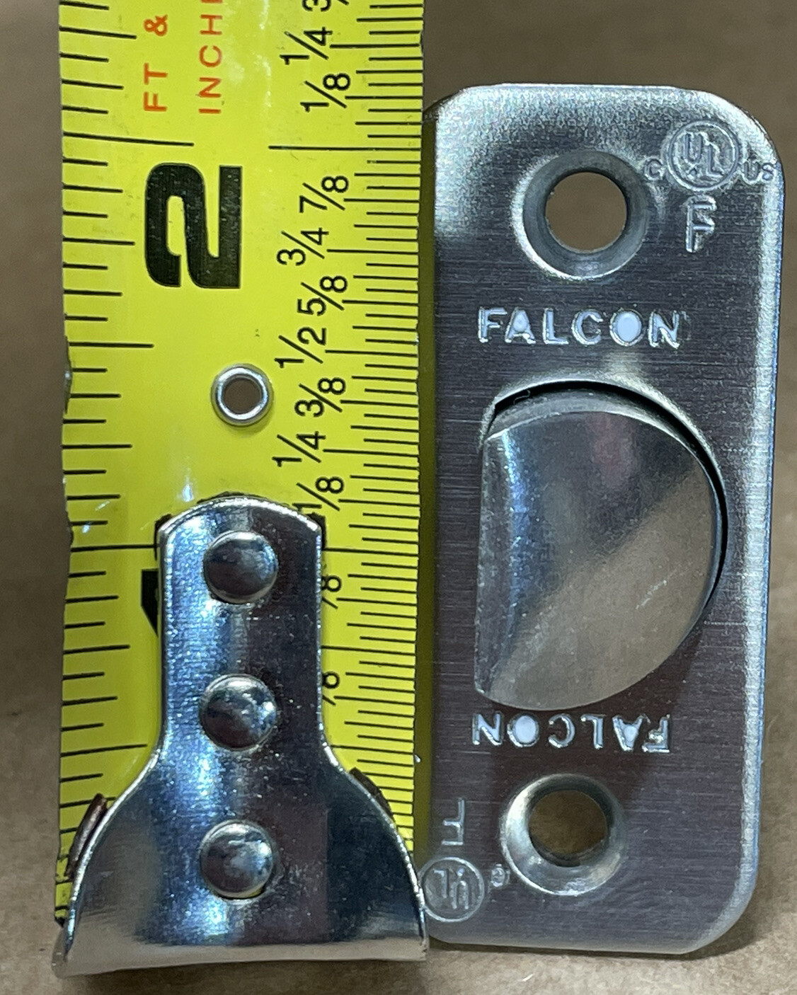Falcon 2-1/8" Rounded Square 1" Face Spring Latch W-Series Satin Chrome + Strike