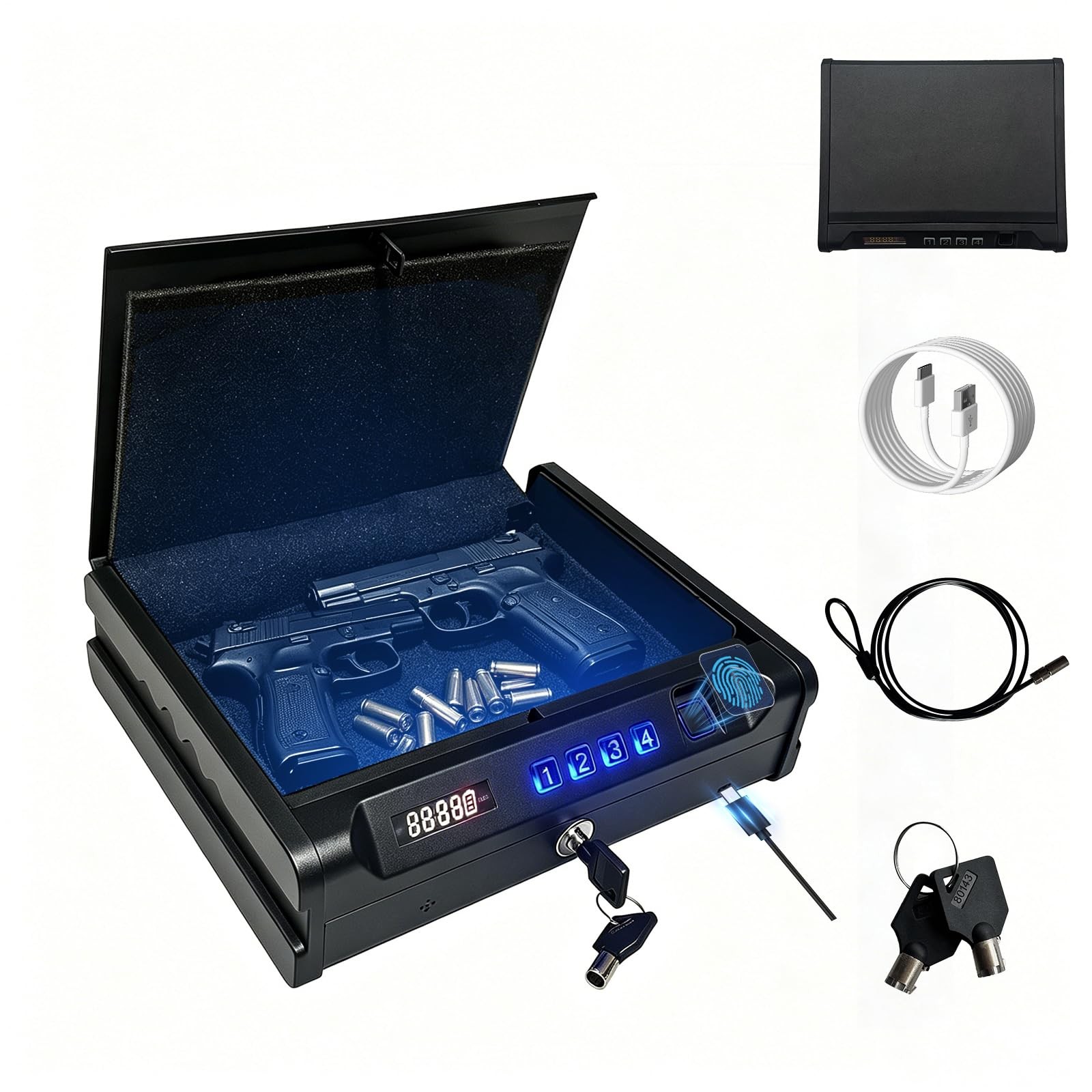 Voranexs Gun Safe,Gun Safe for Handgun with 3 Quick Access Fingerprint Safe w...