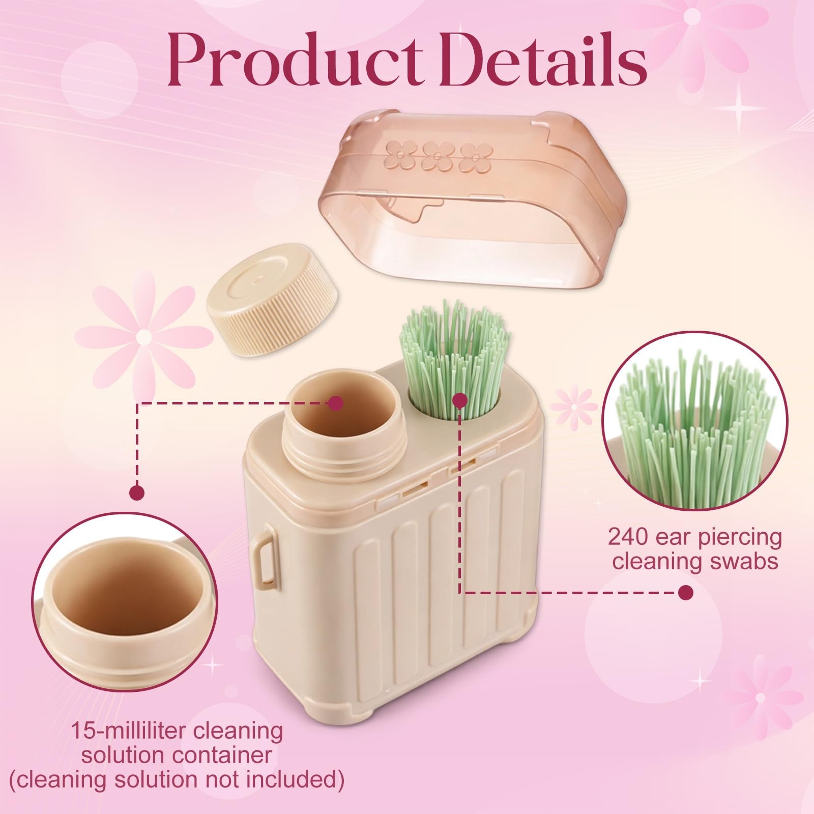 2PCS Piercing Cleaning Kit Contains 480PCS Disposable Ear Piercing Cleaning Flos
