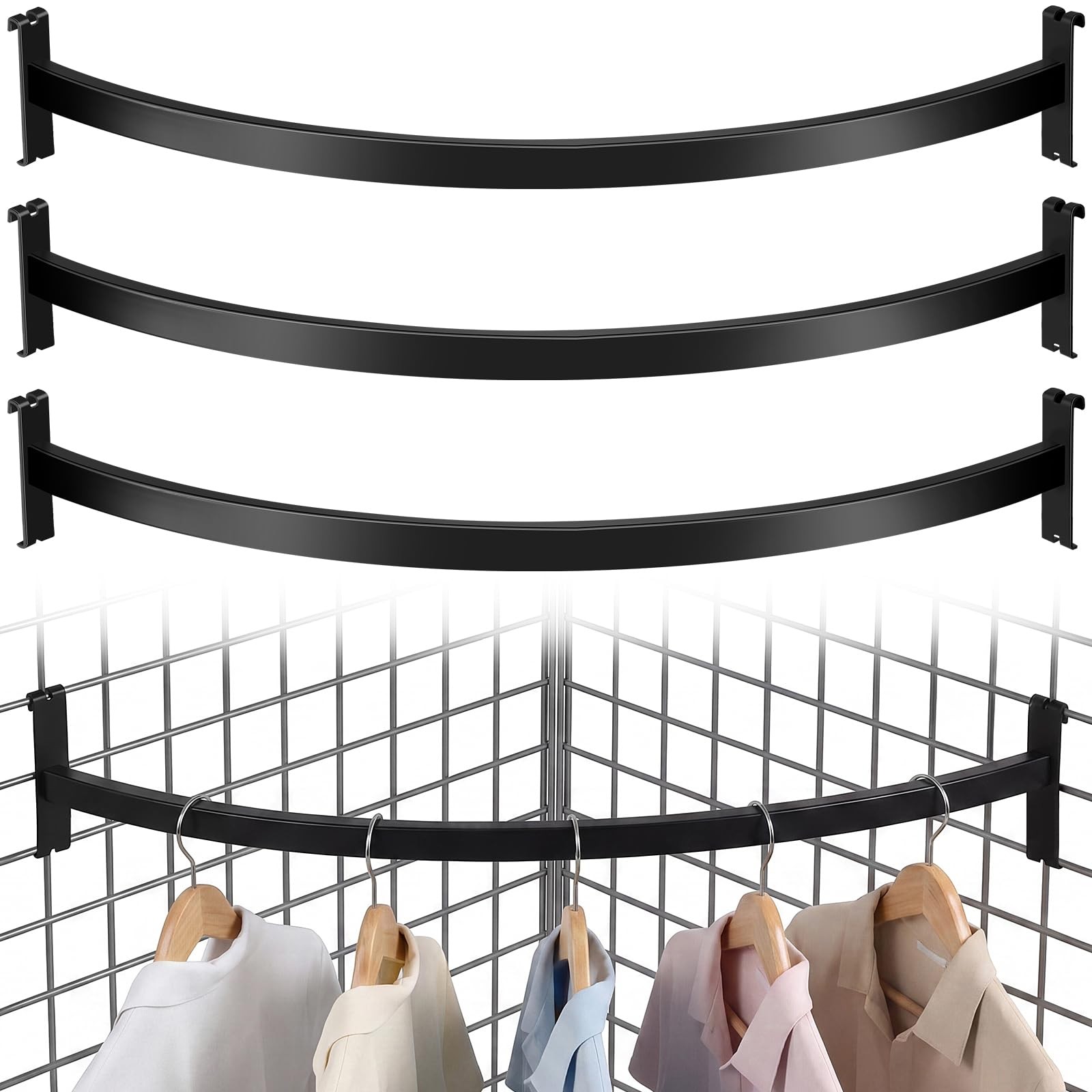 Yaocom 4 Pcs Quarter Circle Hangrail for Wire Grid 30"L Hang Clothing or Othe...