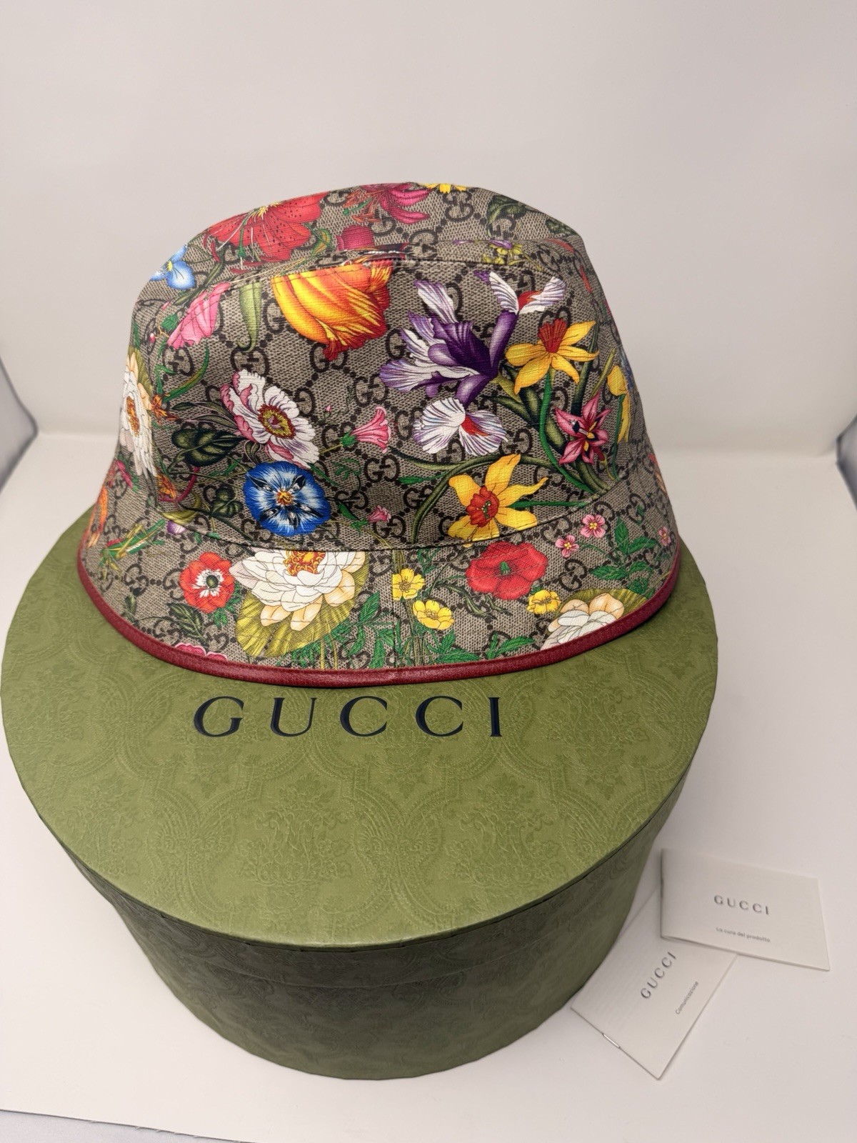 Gucci GG Blooms Floral Bucket Hat | Canvas | Original Box & Cards
