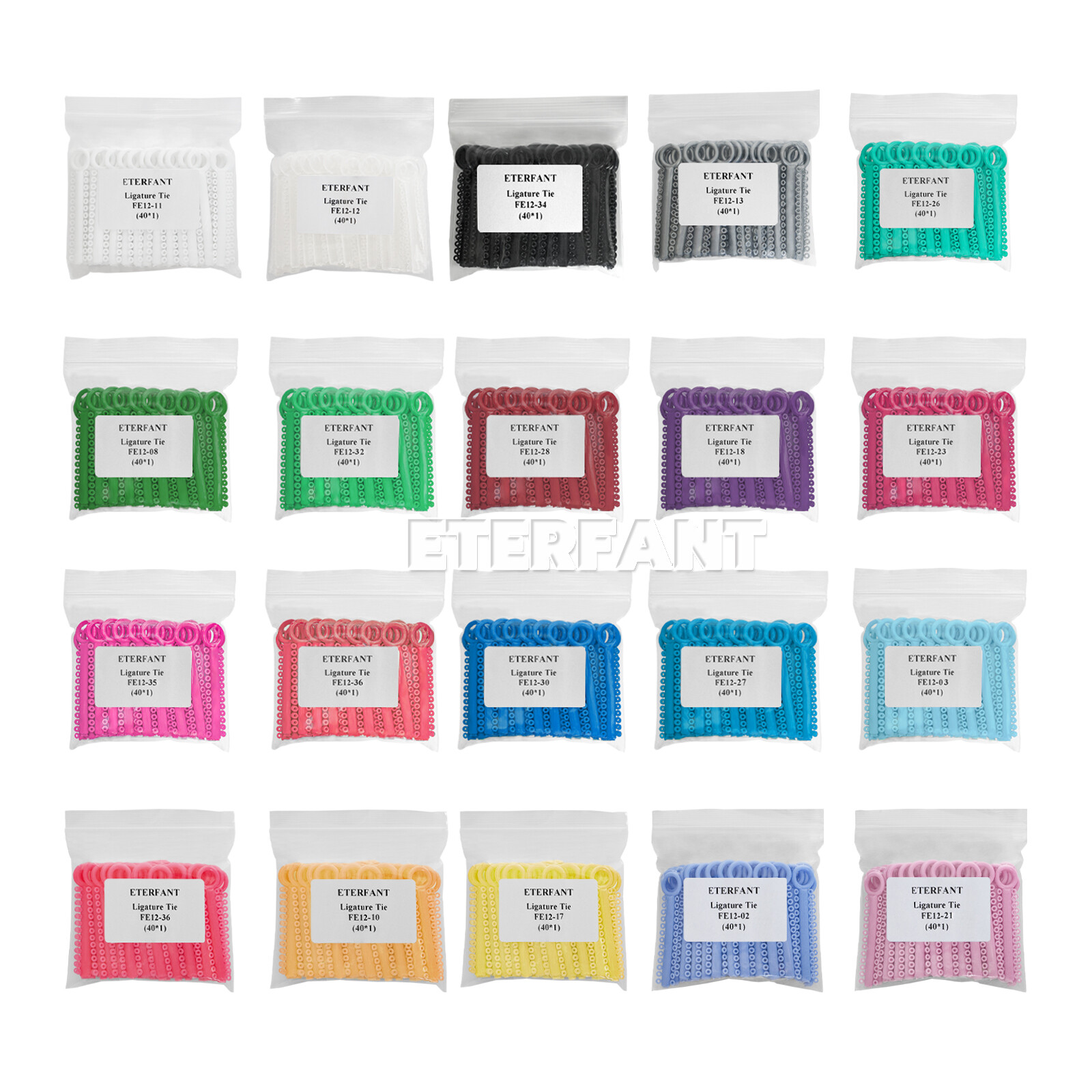 ETERFANT 1040PCs Dental Elastic Ortho Ligature Ties Rubber Bands 18 Colors