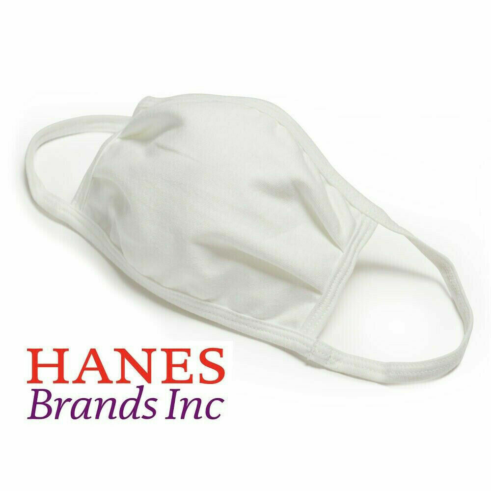 Hanes 5-Pack 100% Cotton Face Mask Protective Cover Facemask White