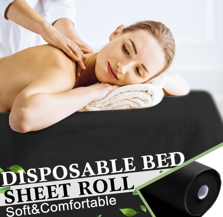 2 Rolls 100 Sheets Disposable Massage Table Paper Roll 32" x 71" Bed Roll Black