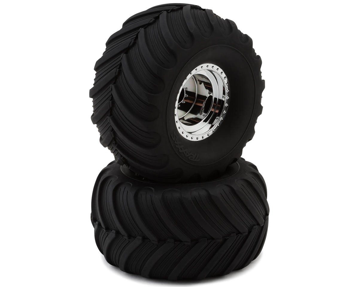 Traxxas TRX-4MT Pre-Mounted Terra Groove Monster Truck Tires (Chrome) [TRA9867]