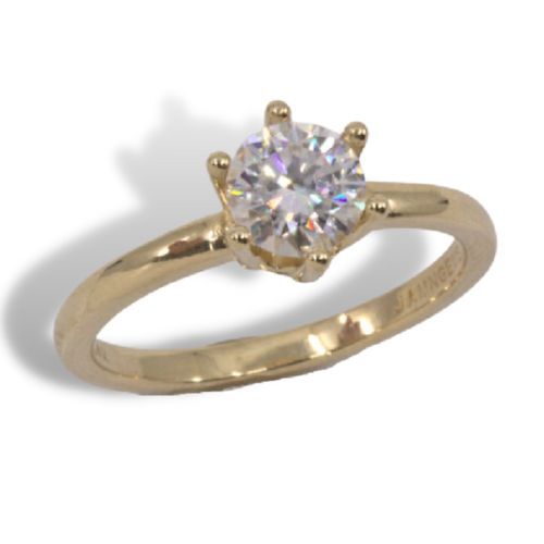 (4mm - 6.5mm) Round 6-Prong Sterling .925 Ring Setting (Ring Size 5,6,7, 8 )