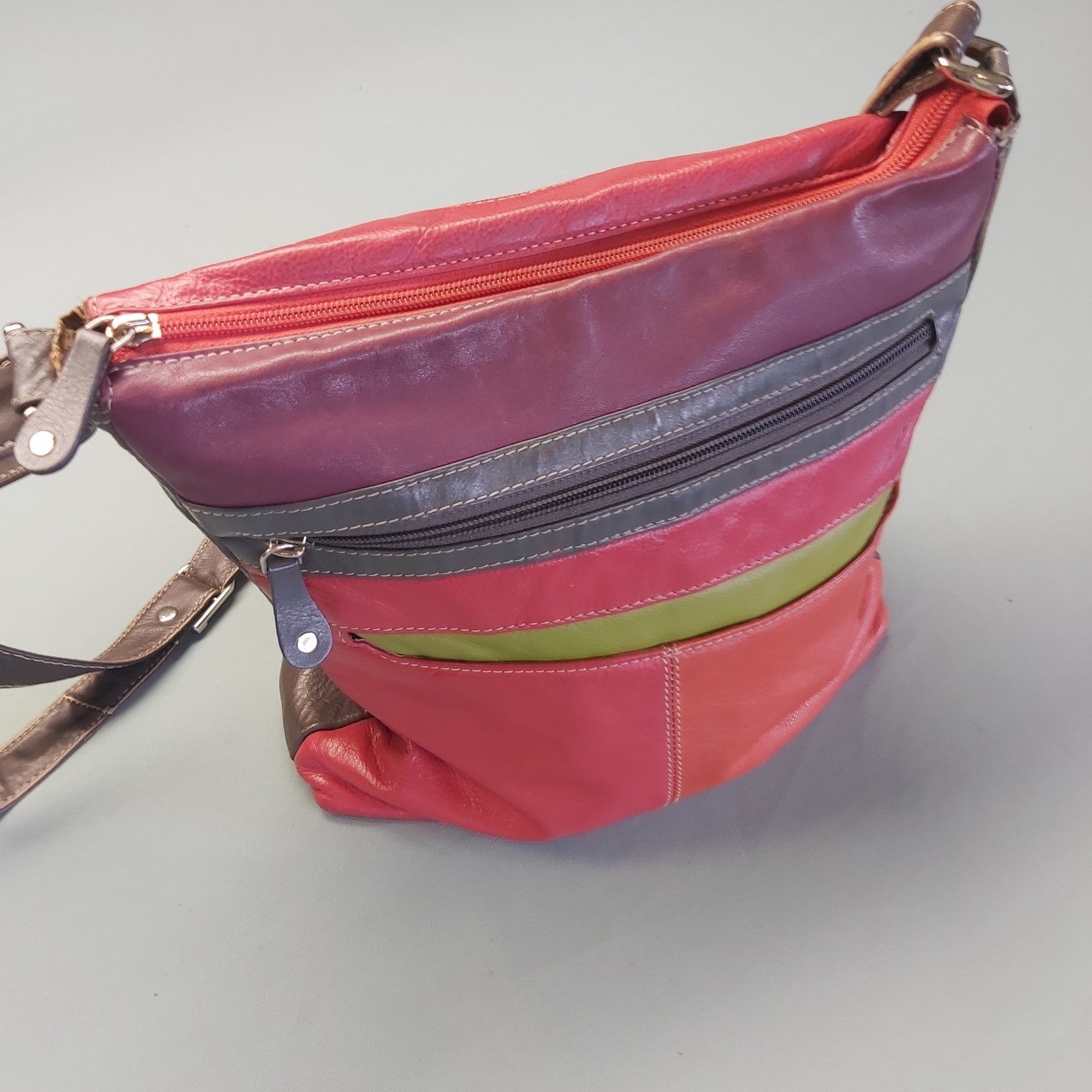 Colourful Leather Handbag 27x29cm Unbranded Adjustable Shoulder Strap
