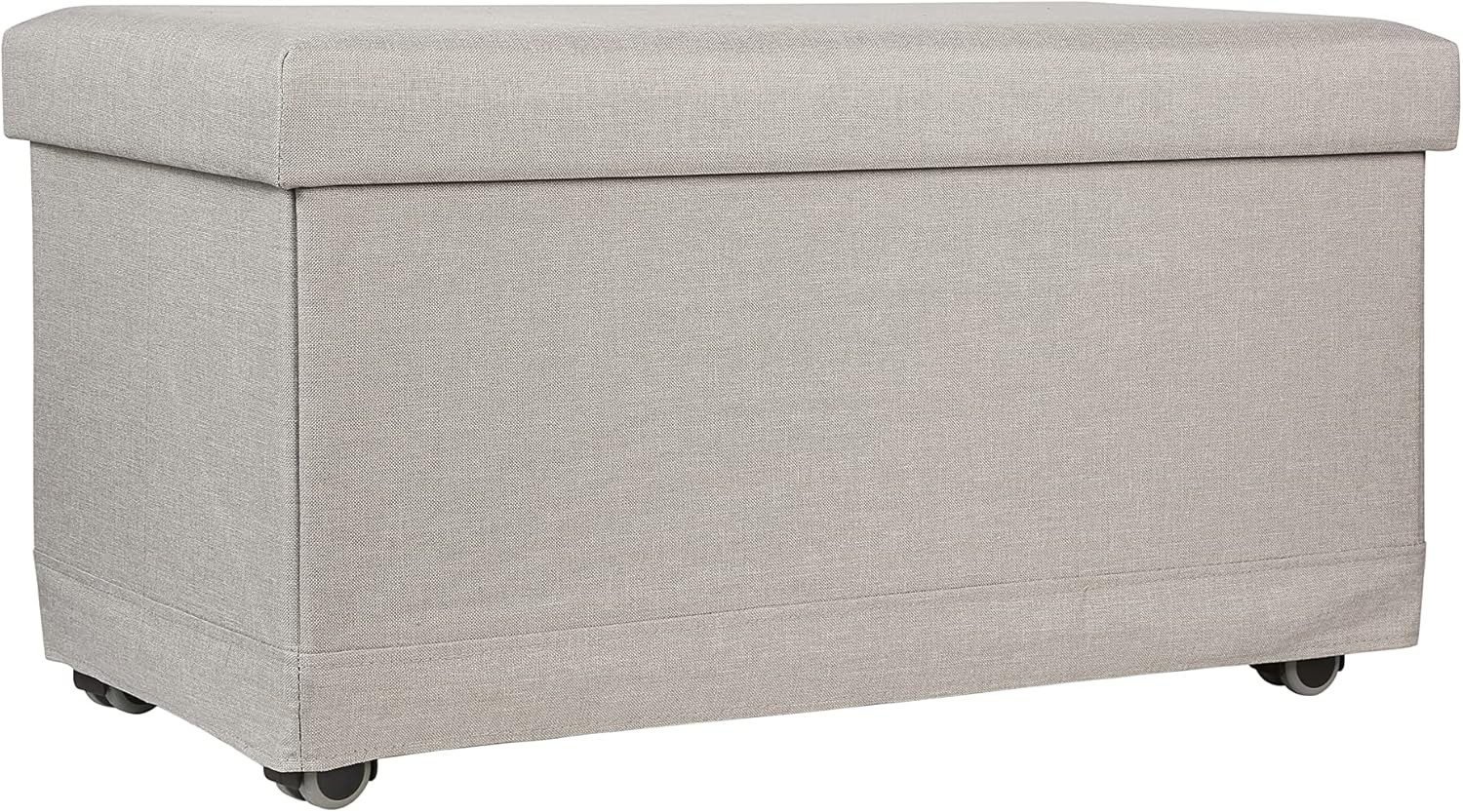 Storage Ottoman Bench with Wheels (Light 30"D x 15"W x 15.7"H, Light Grey