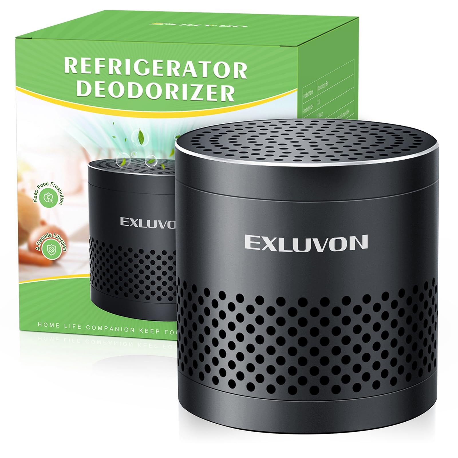 Exluvon Refrigerator Deodorizer, Fridge Odor 1 Ounce (Pack of 1), Black