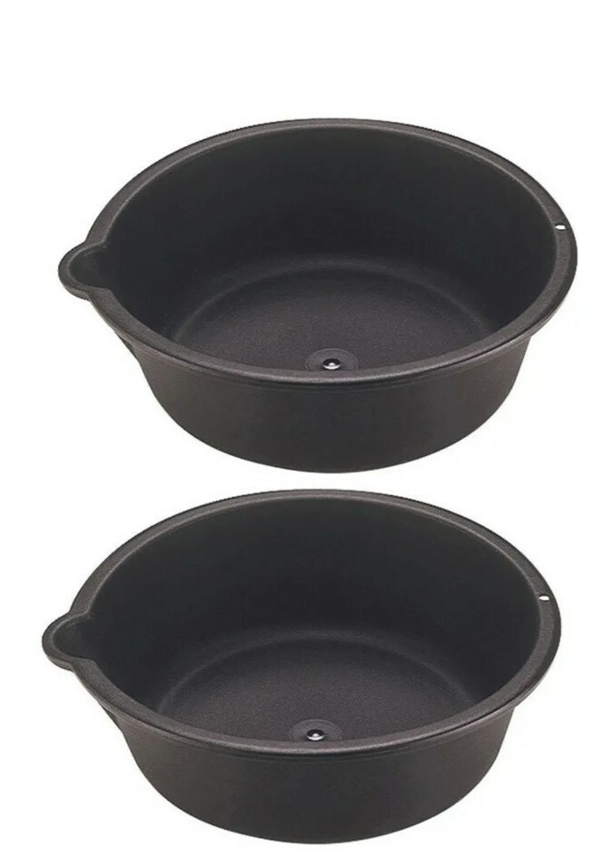 2 *** Shop Craft High Density Plastic Round 6 Qt Black Oil Drain & Recovery Pan#
