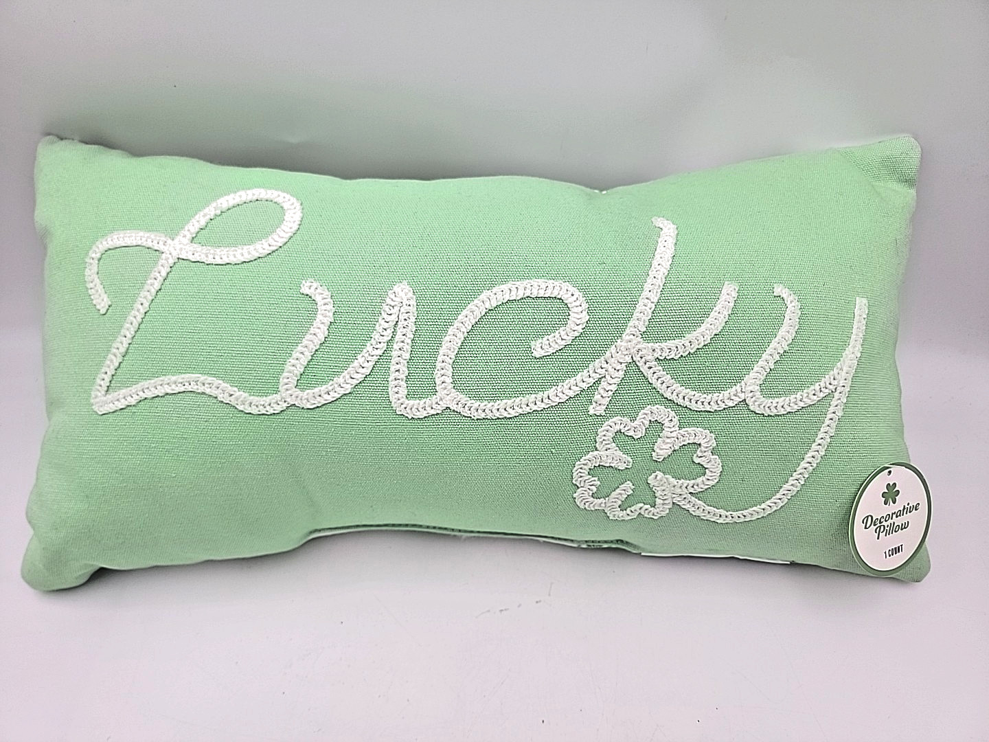 Embroidered "Lucky" Accent pillow St. Patrick's Day