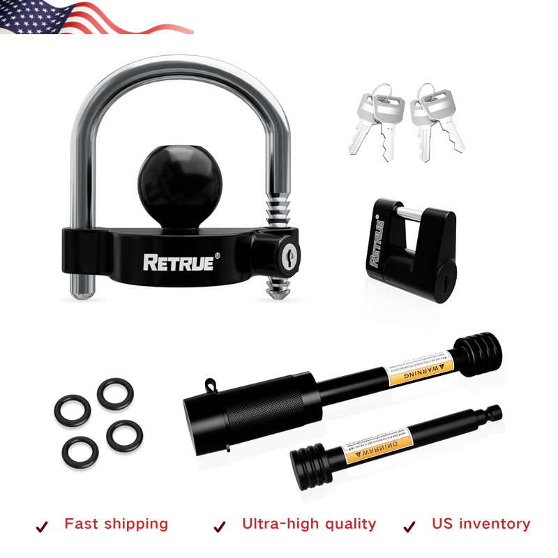 Keyed Alike Trailer Lock Set Universal Coupler Lock, Dual Hitch Receiver Pin Loc