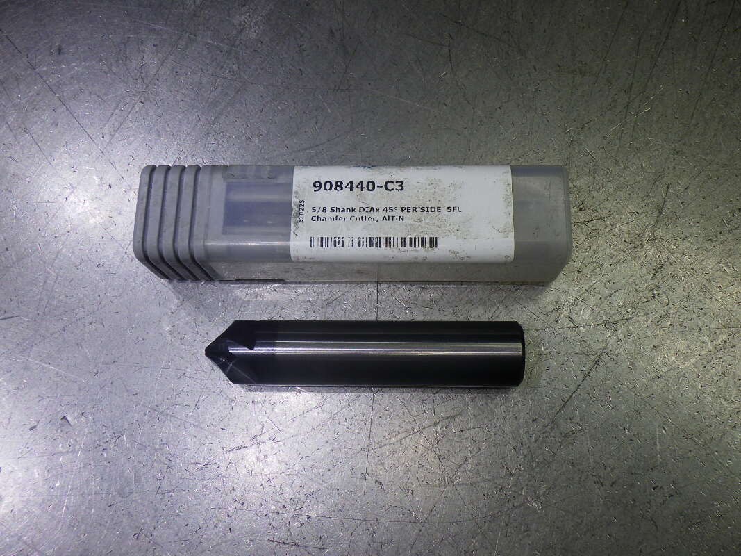 Harvey Tool 5/8" 45 Deg 5 Flute Carbide Chamfer Mill 908440-C3 (LOC2135B)