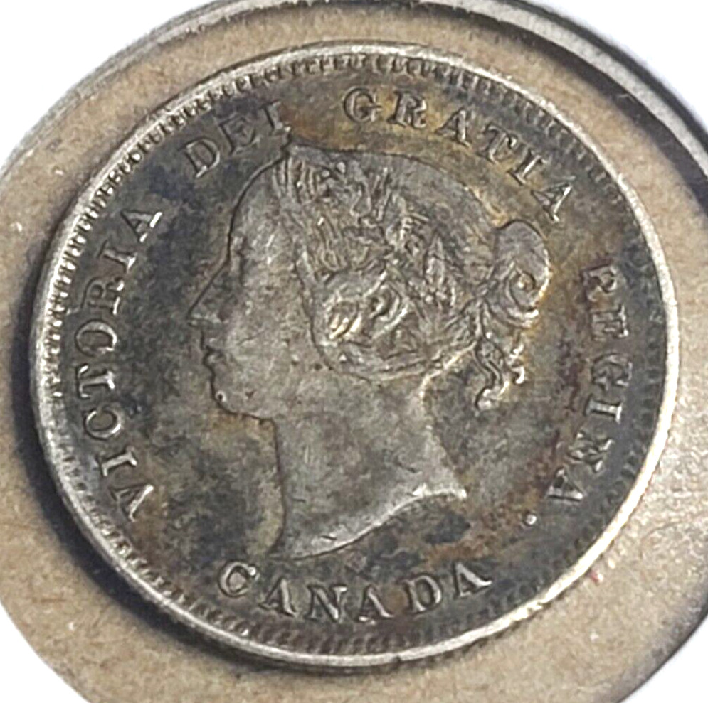 1888 CANADA 5 CENTS STERLING SILVER .925 COIN - QUEEN VICTORIA (939)