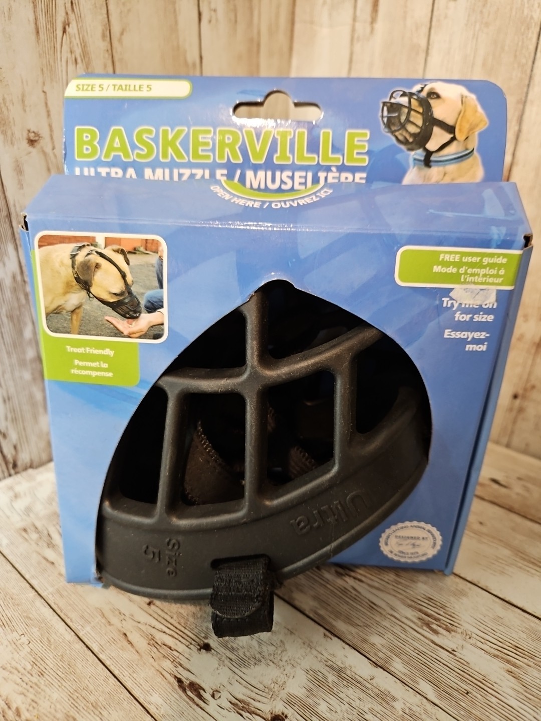 Ultra Muzzle Baskerville size 5 treat friendly dog for lab GSD rubber new safety
