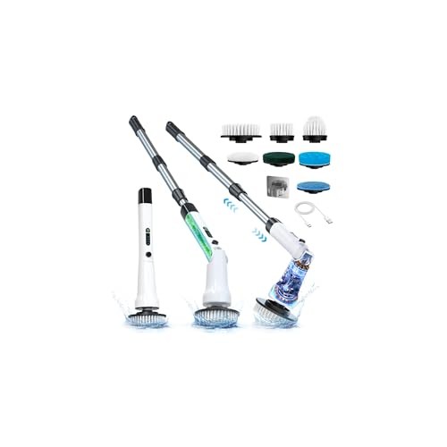 Electric Spin Scrubber, Hillyfe Bathroom Scrubber Electric with 7 White