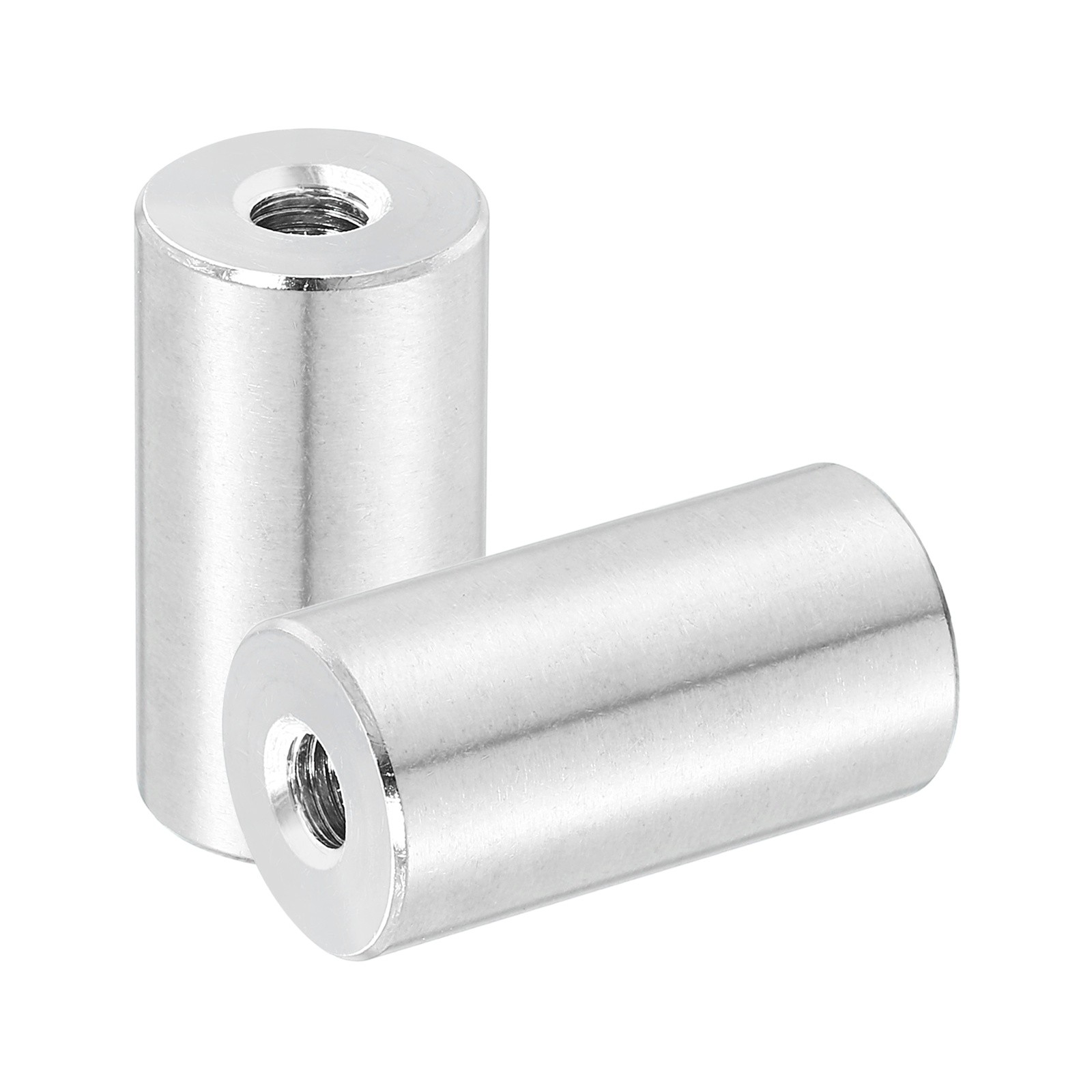 2Pcs 304 Stainless Steel M6x1.0mm Round Coupling Nuts, 0.63x1.18"(ODxH)