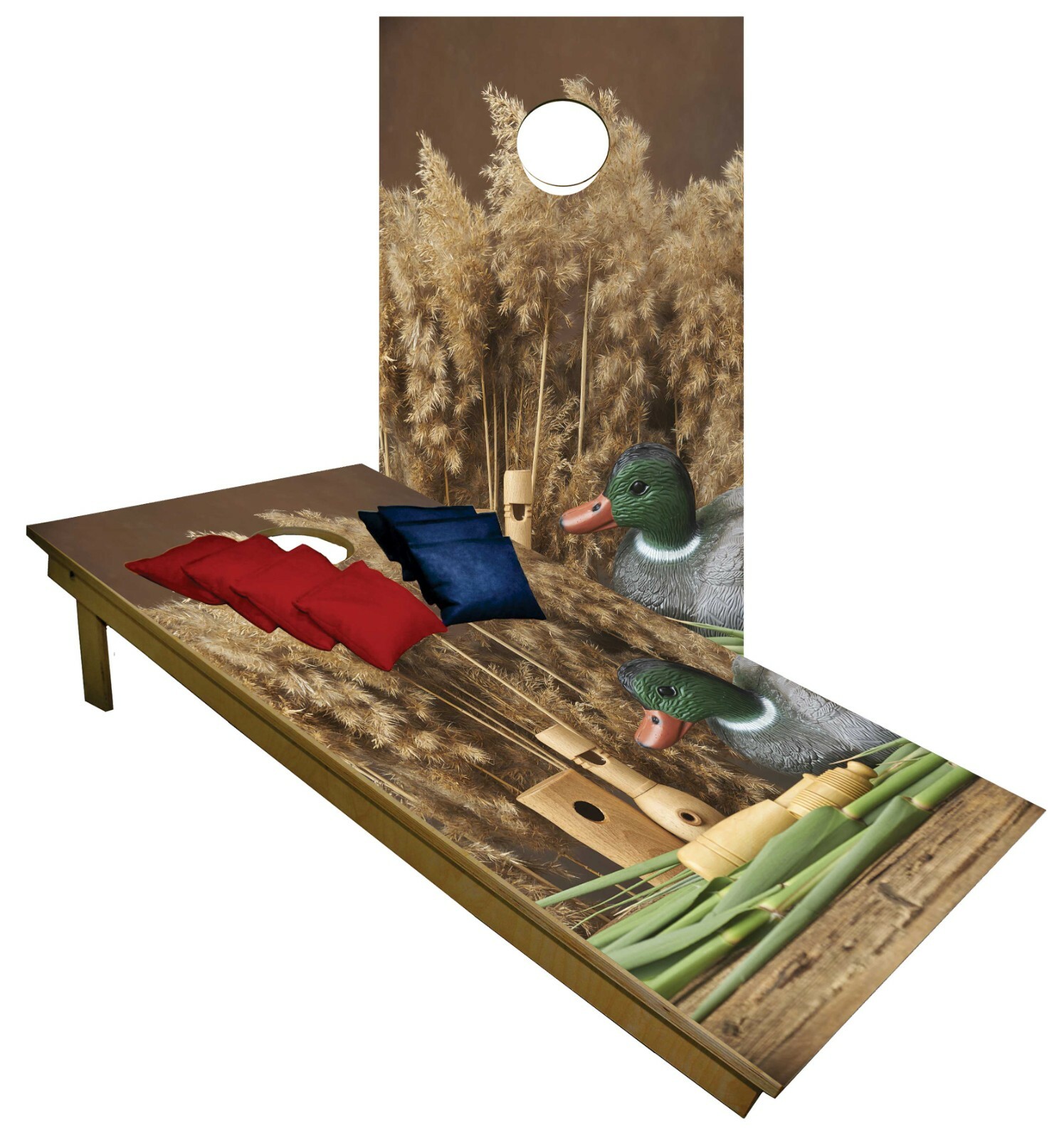 Duck Hunting CORNHOLE BEANBAG TOSS GAME w Bags Game Boards Camo Hunter Set