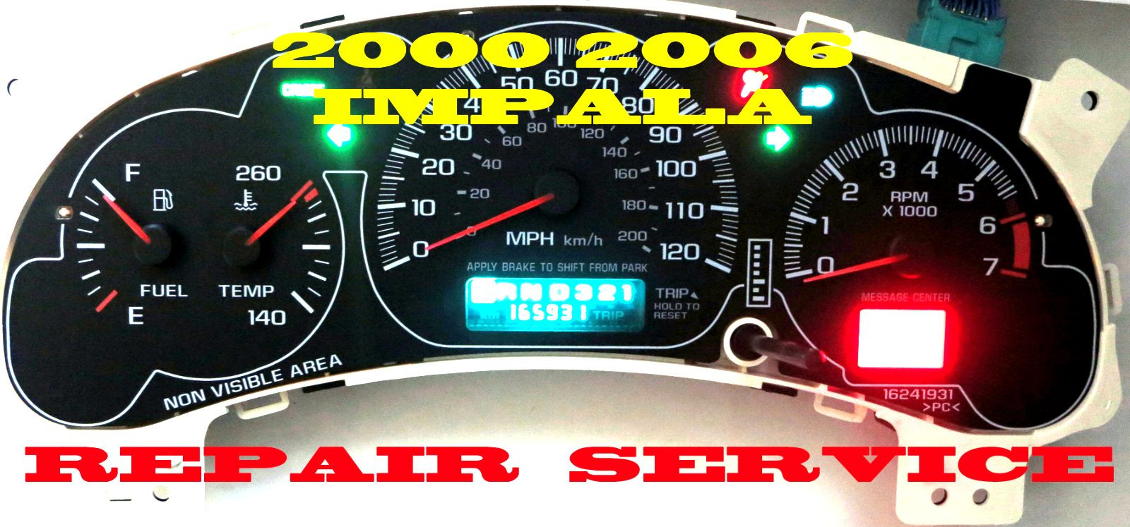 2000 2005 IMPALA MONTE CARLO INSTRUMENT CLUSTER EXCHANGE 6 GAUGES