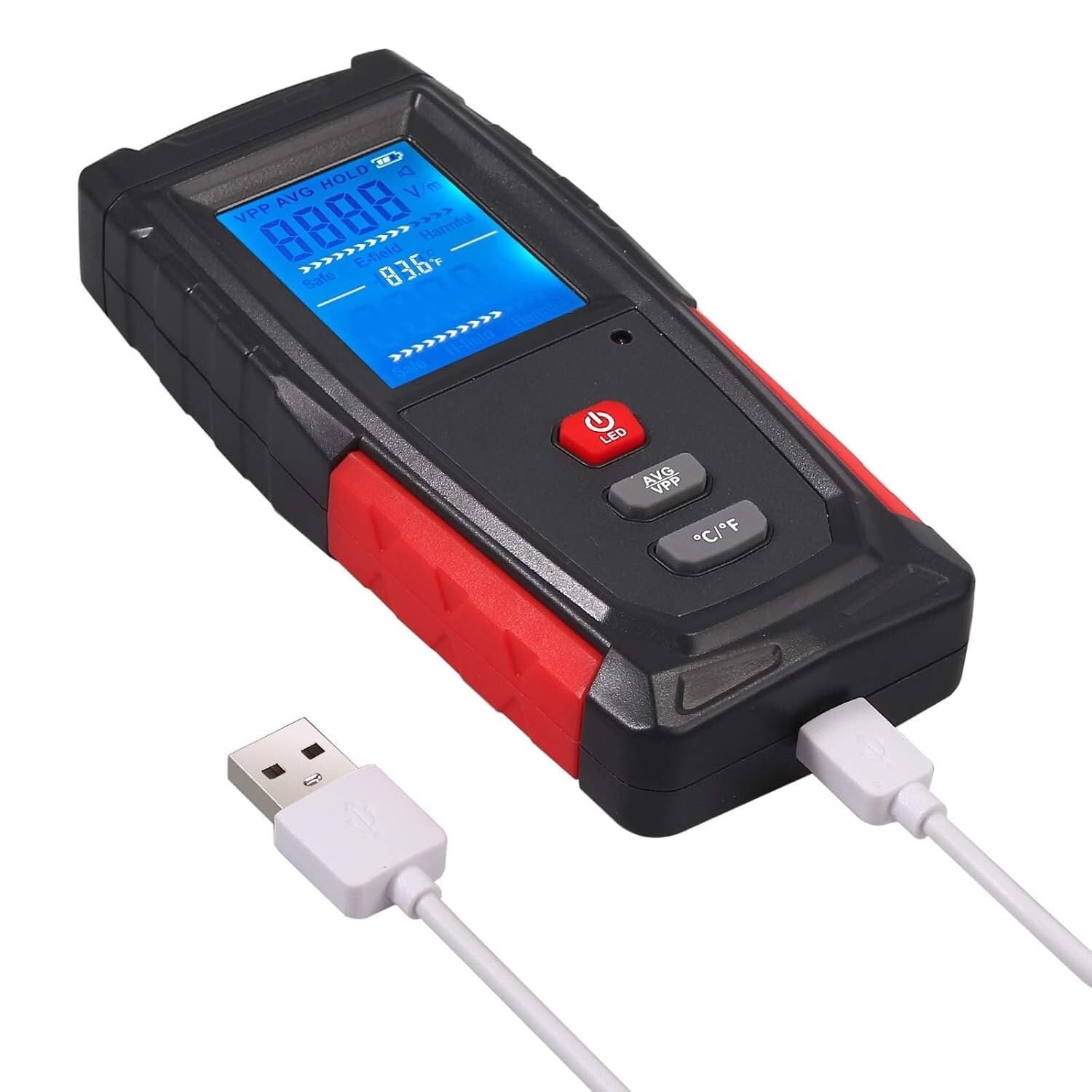 EMF Meter, Rechargeable Digital Electromagnetic Field Radiation Detector USB NEW
