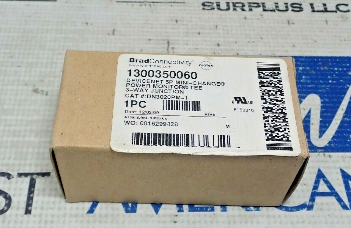 BRADCONNECTIVITY WOODHEAD DN3020PM-1 DEVICENET 5P POWER MONITOR TEE 3 WAY
