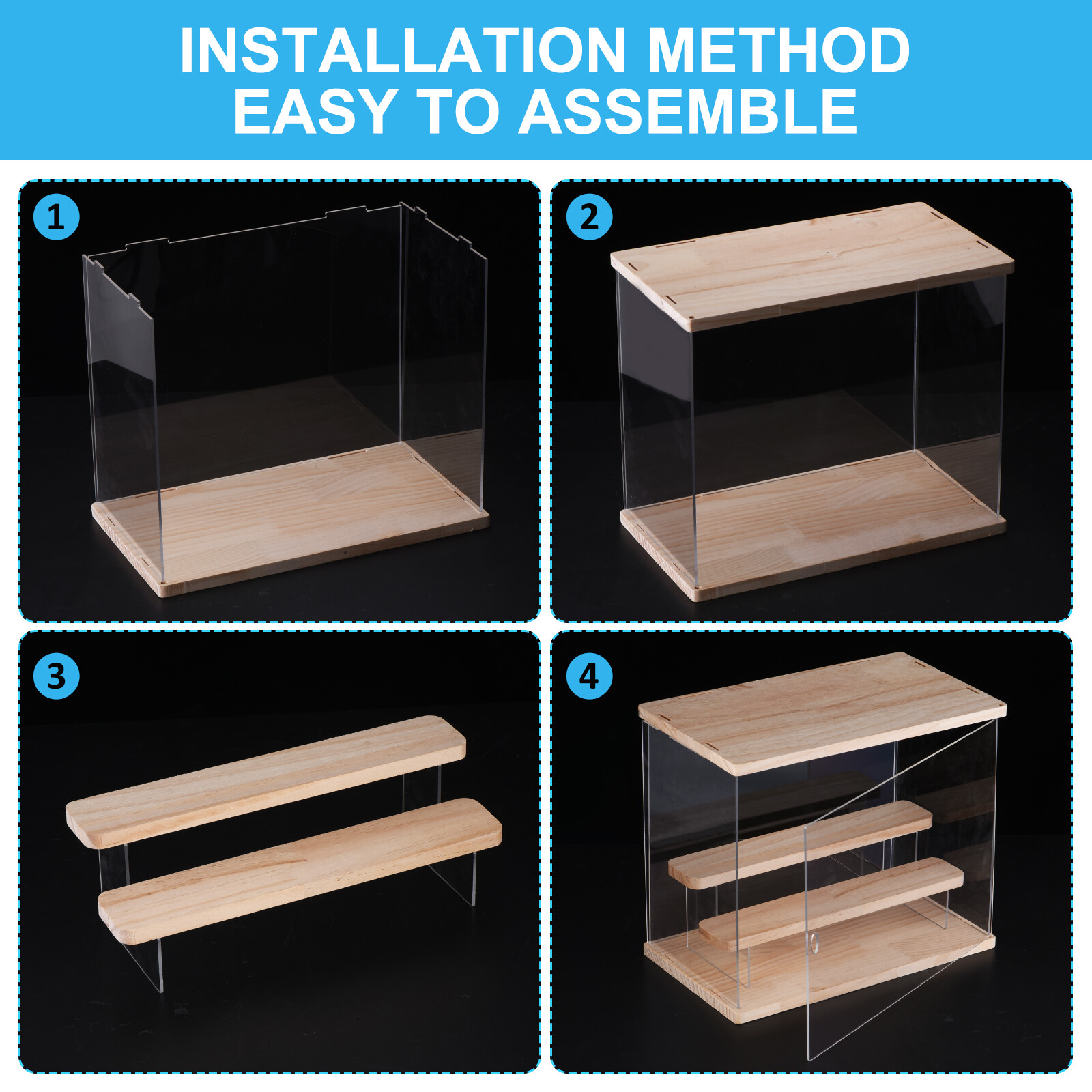 Acrylic Display Case with LED Light 5 Tier Transparent Showcase Display Boxes