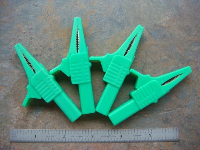 LOT of 4 LARGE MUELLER Alligator Clips - GREEN BU-65-5 -- New and Unused