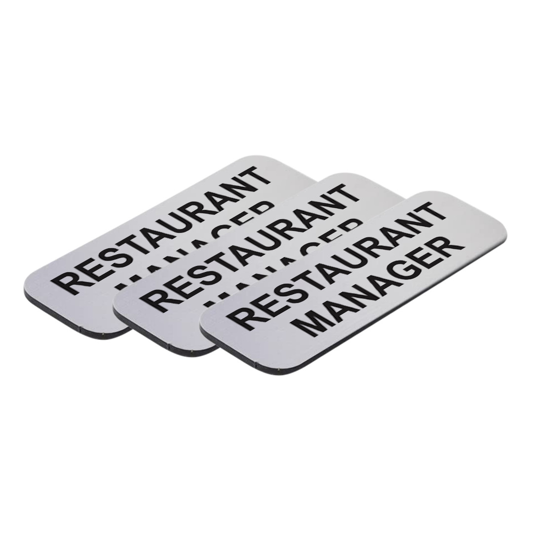 Restaurant Manager 1 x 3" Name Tag/Badge, (3 Pack)