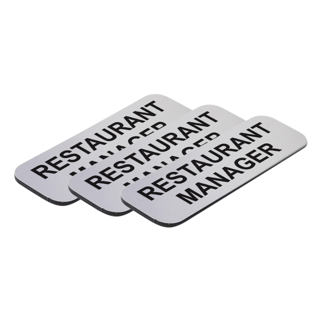 Restaurant Manager 1 x 3" Name Tag/Badge, (3 Pack)
