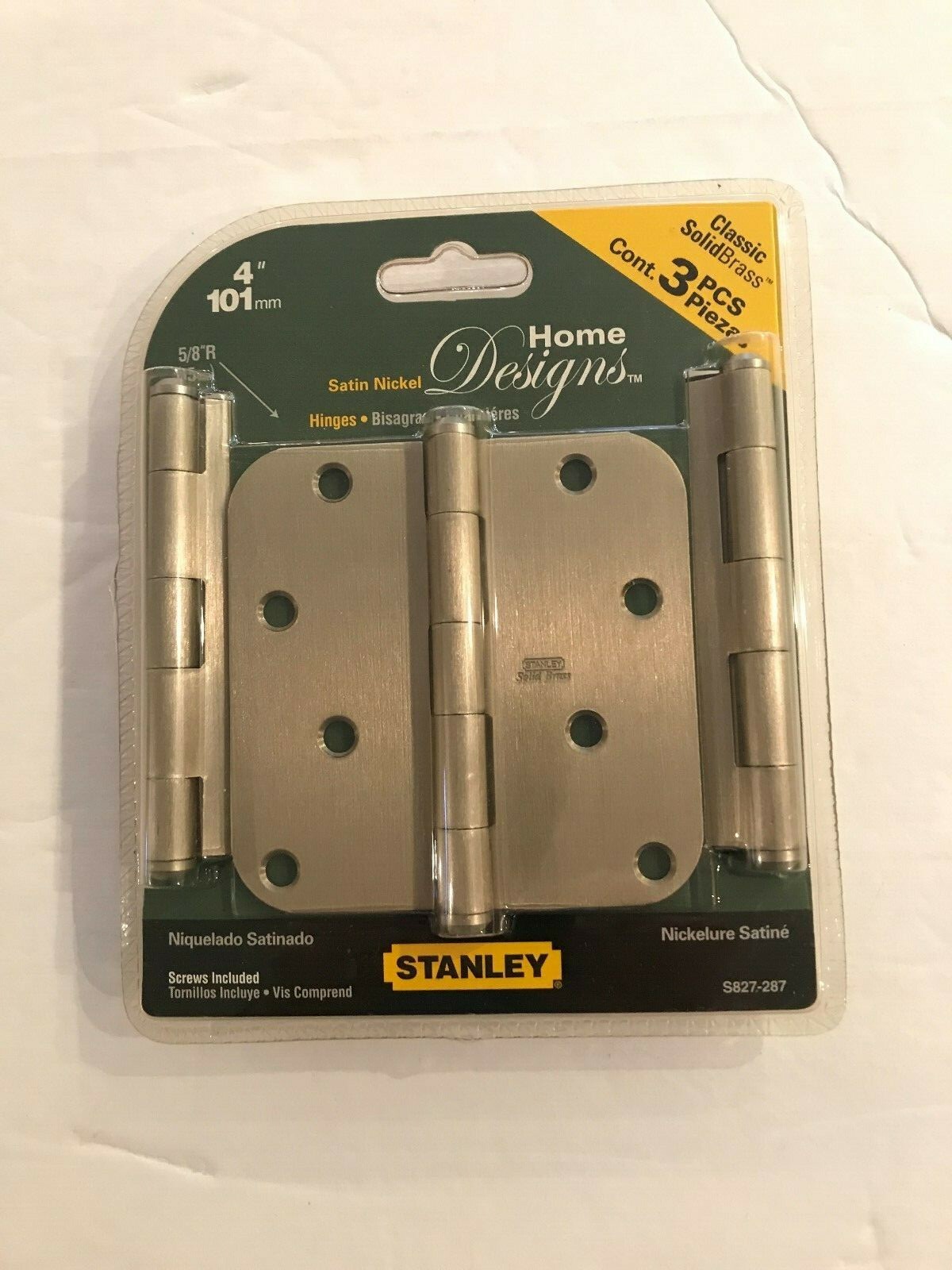 Stanley Solid Brass 4"x4" Door Hinges 3 pack NEW Satin Nickel Finish 5/8" Radius