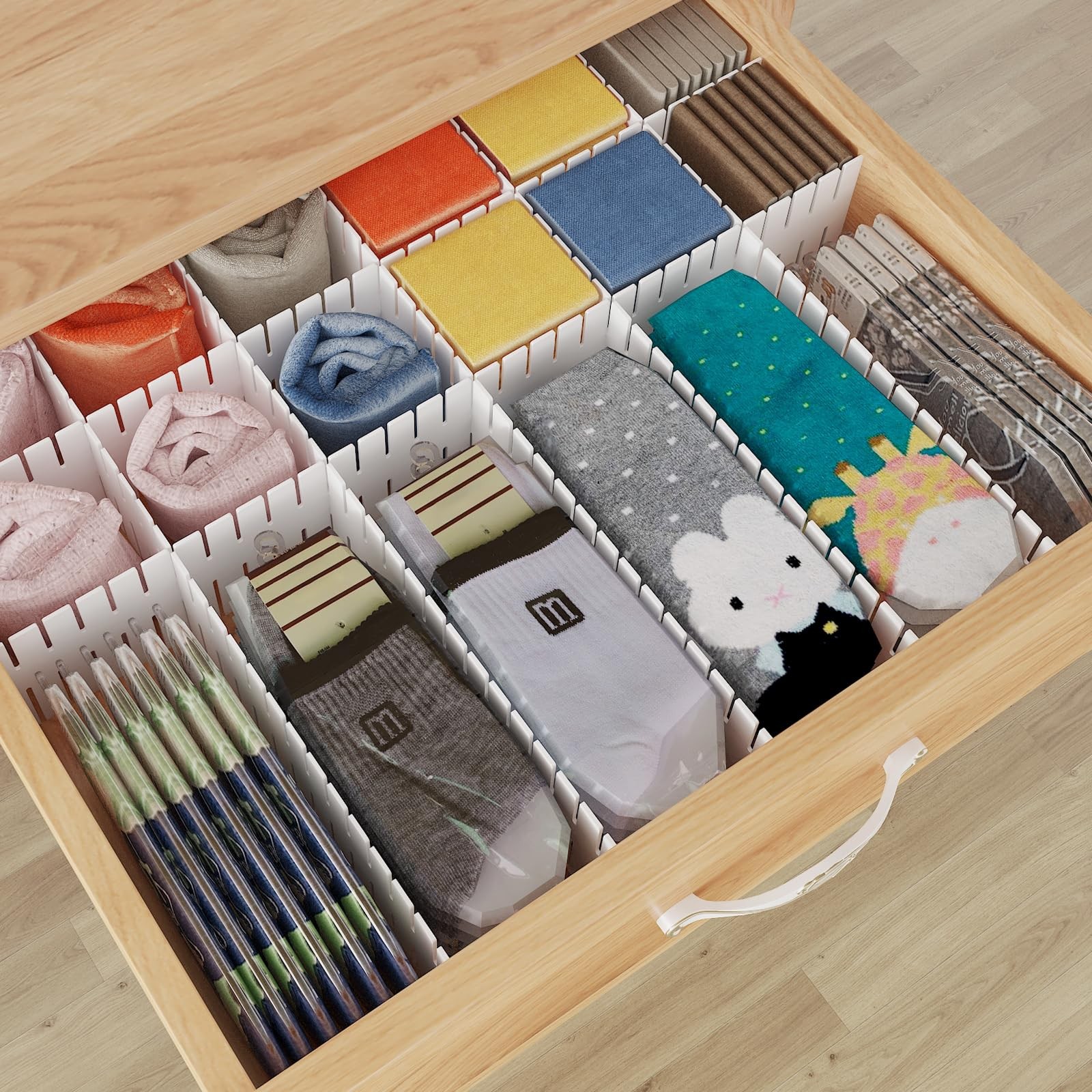 Plastic Drawer Dividers Adjustable Drawer Organizer Dividers Separator for Ti...