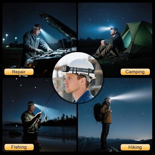 LED Headlamp Lightweight with Red Light Motion Sensor, 5 Modes USB T129 2 Pack
