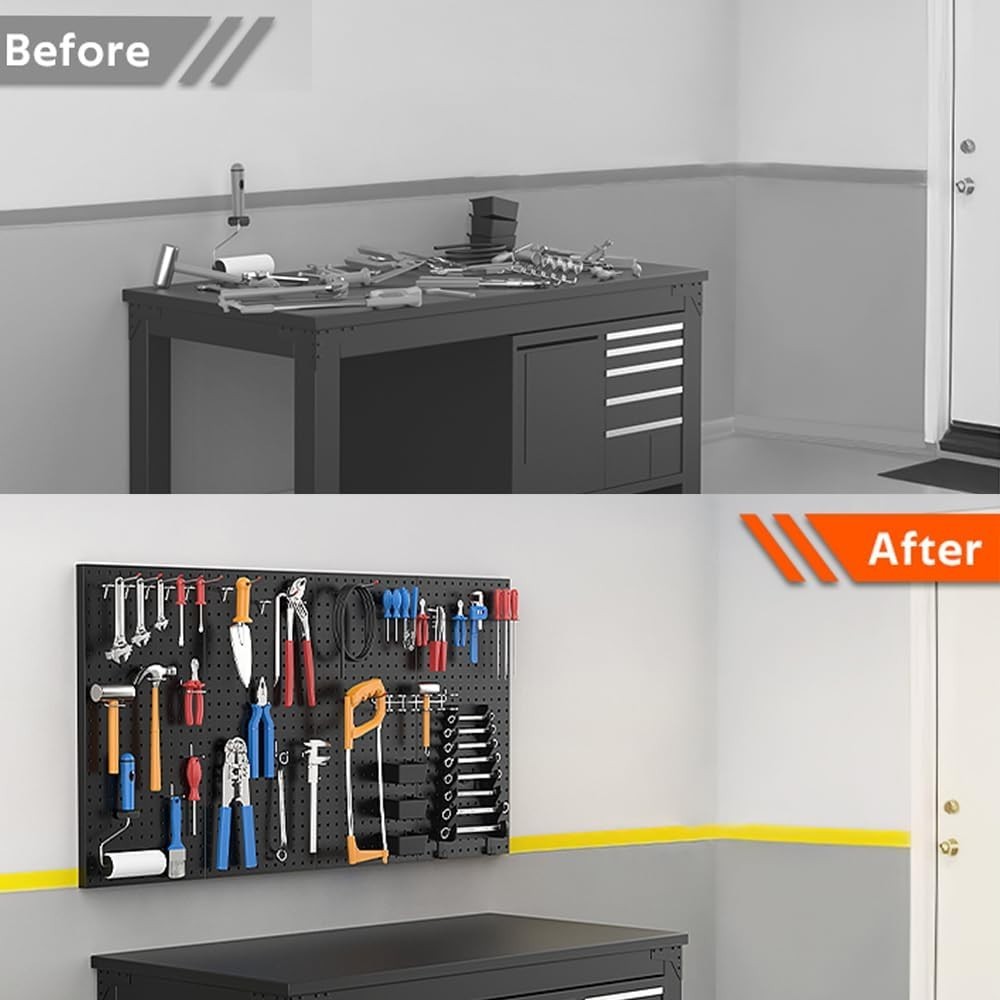 4 Pcs Rust-Resistant Metal Pegboard Wall Panels for Efficient Tool Storage