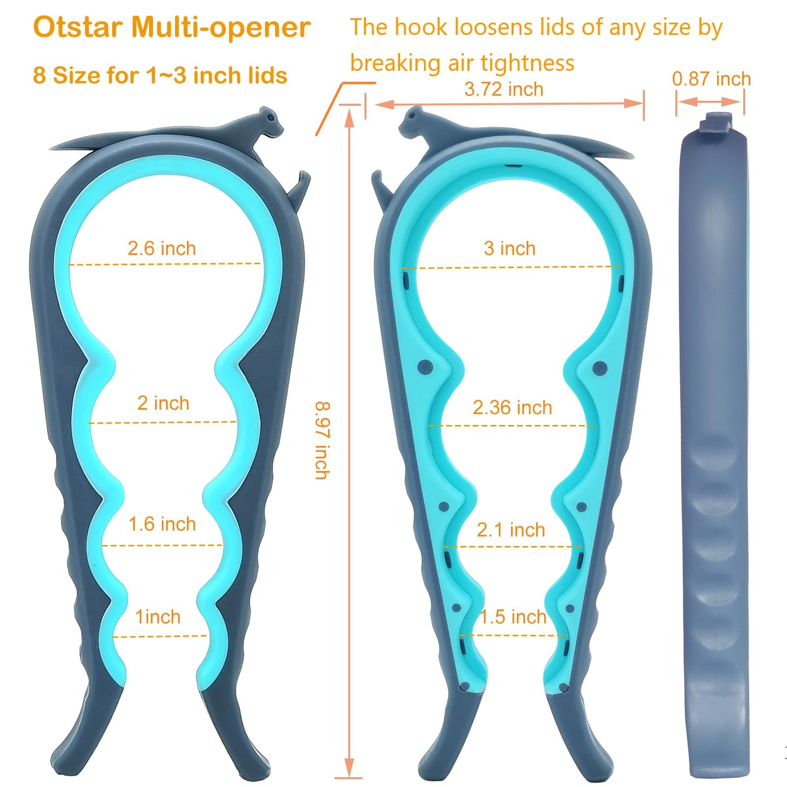 Jar Opener & Bottle Opener Set for Weak Hands Multi Function Kitchen Opener Tool