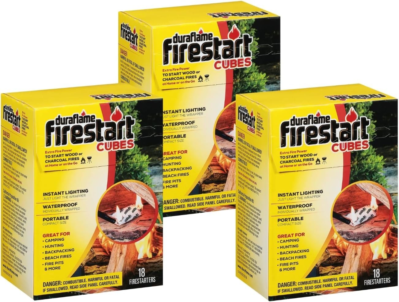 Firestart Cubes - 18 Pack of Quick Lighting, Eco-Friendly Firelighters, 3 Pack