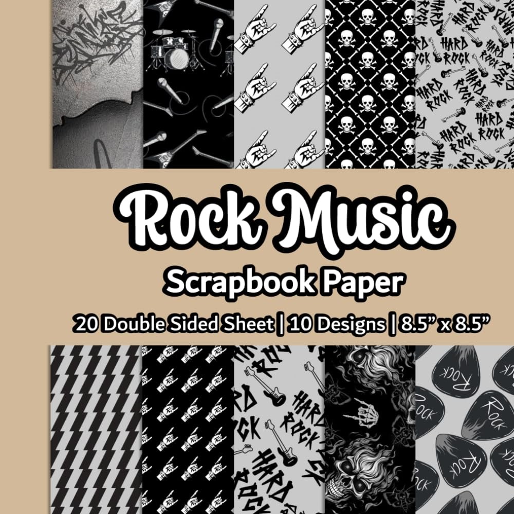 Rock Music Scrapbook Paper: Rockstar Music Themed Scrapbook Paper | 10 Designs |