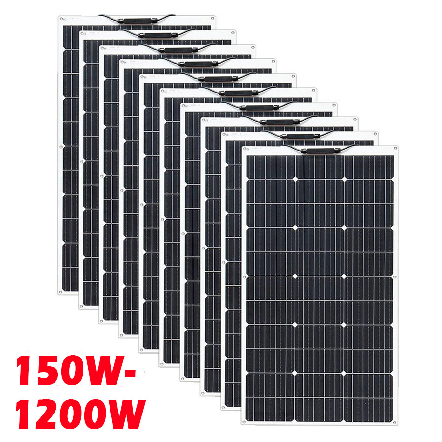 150W-1200W 12V Flexible Solar Panel Kit With Controller for RV Camping Rooftop