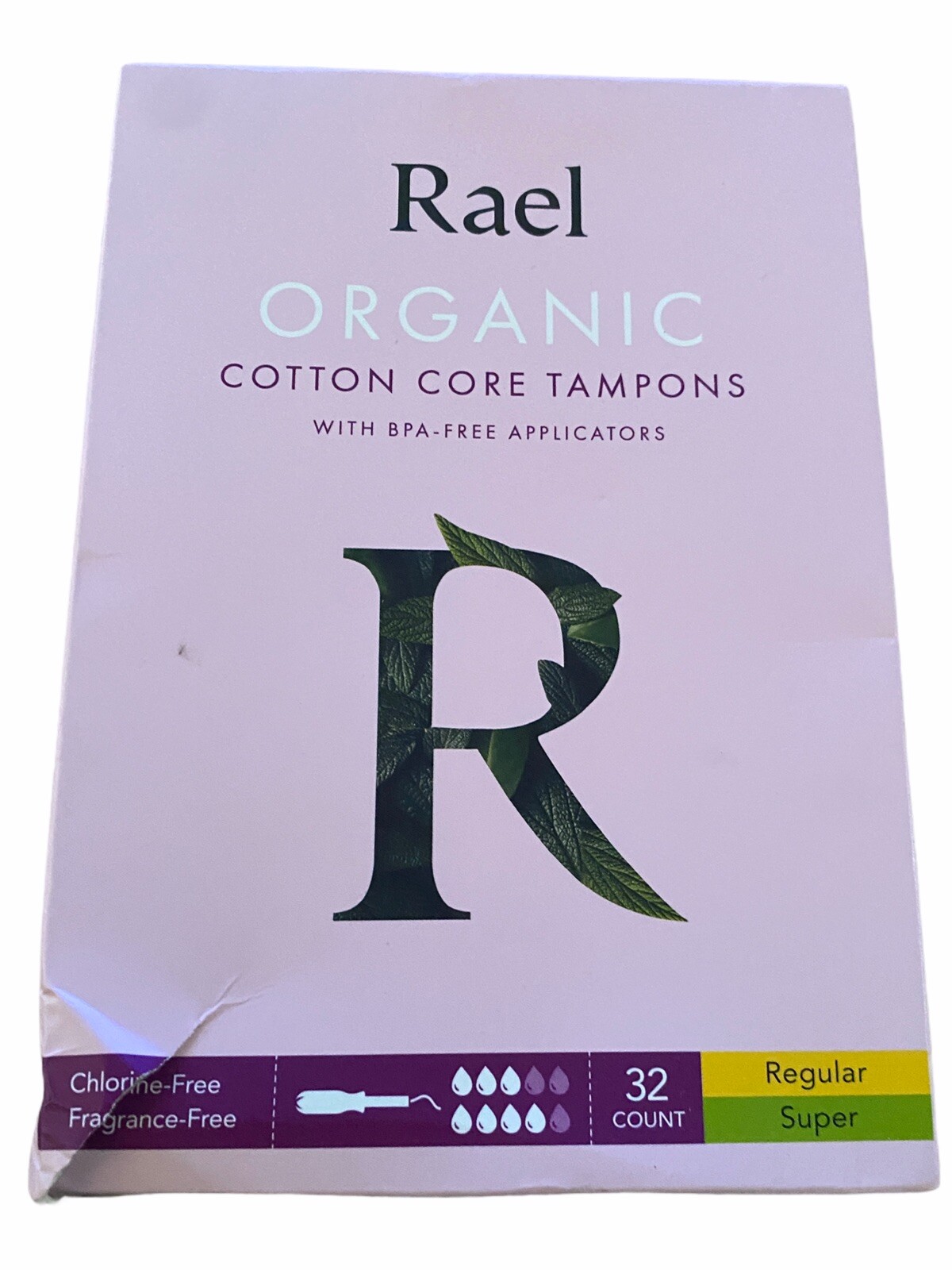 Rael Organic Cotton Core Tampons 16 Super + 16 Regular (32Ct Total)