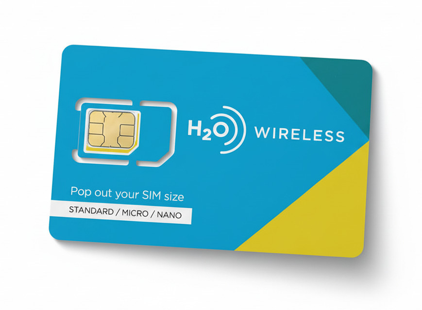 H2O Wireless 20GB 5G SIM Card 3-in-1 3 Months Prepaid Unlimited Talk Text AT&T
