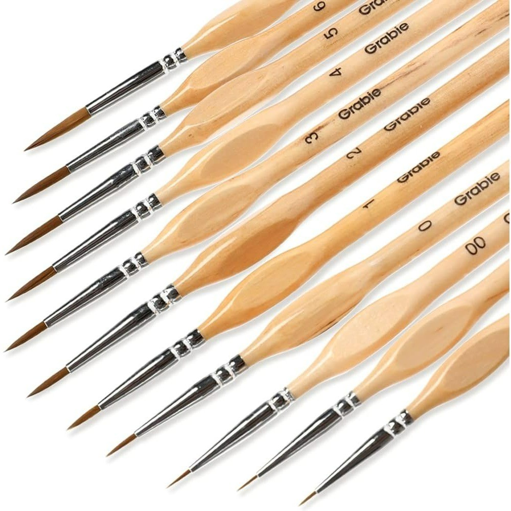 Miniature Paint Brush Set 11 Pcs Fine Detailing Art Painting Acrylic Watercolor