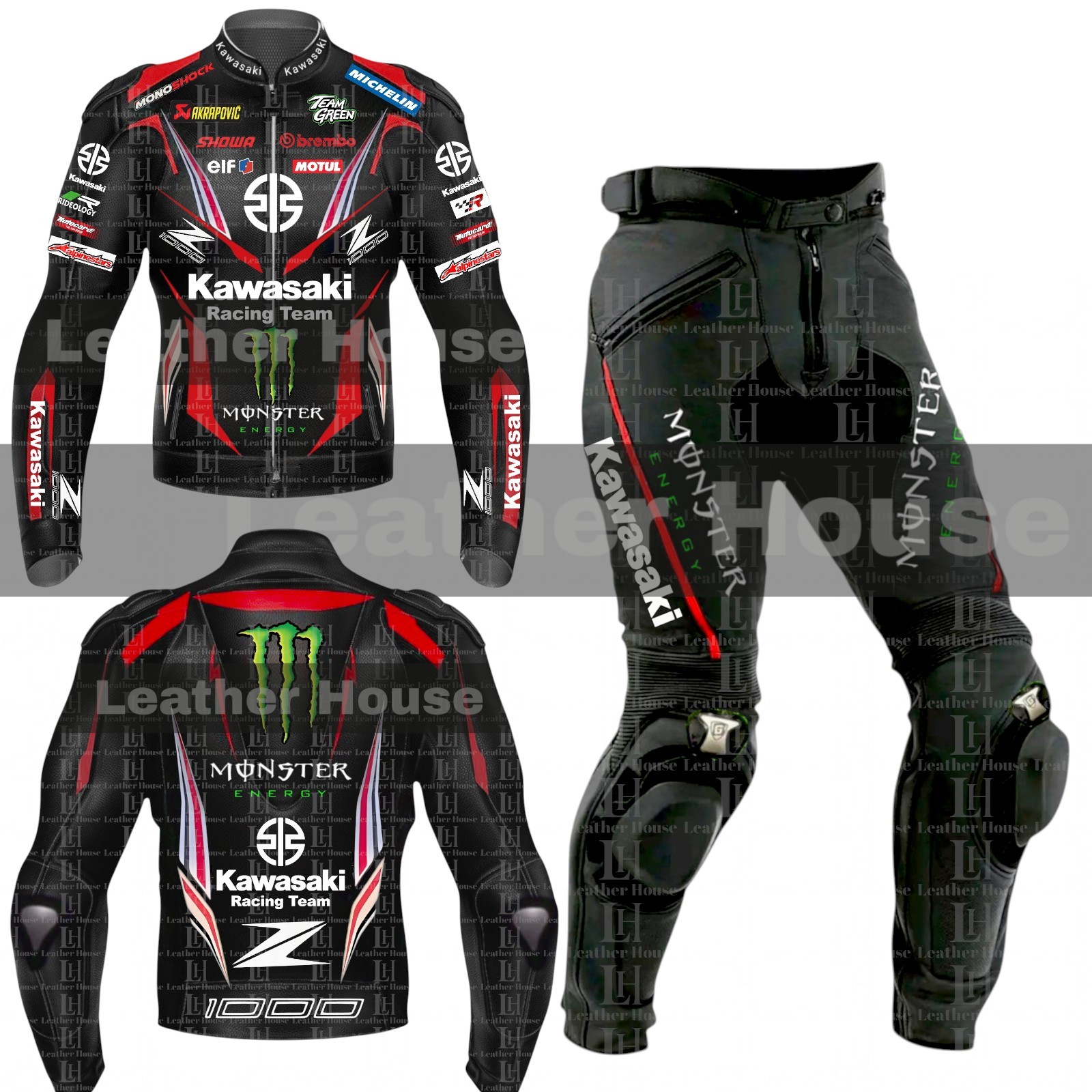 New Mens Leather Jacket Racing Pant Moto Biker Jacket Pant Ninja Jacket Pant