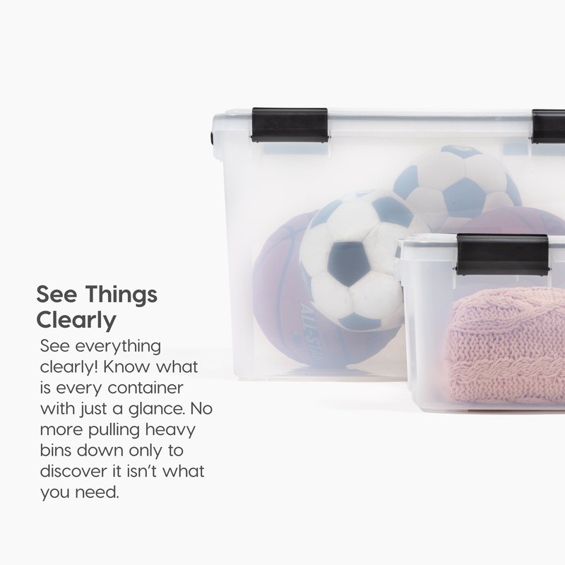 WeatherPro Storage Container Box 6.5 Quart Stackable Clear Bin W/ Latching Lid