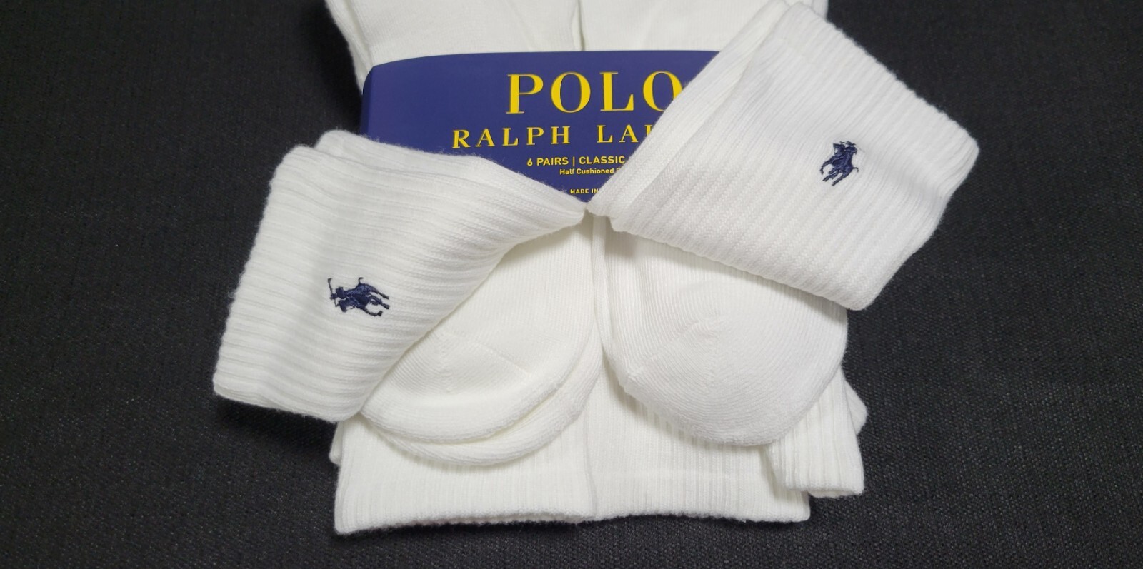 Polo Mens Ralph Lauren 6 Pair Crew Socks Classic Sport Cushioned Sz 6-12.5
