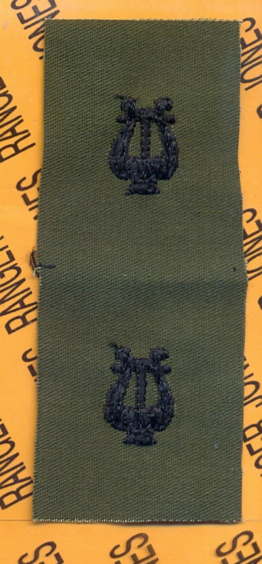 US Army BAND Branch OD Green & Black sew on patch set